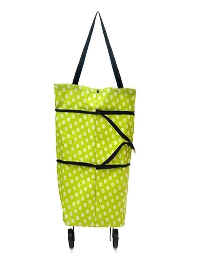 Vensi SHOP ZONE Fabric Metal Shopping Trolley Carry Bag for Vegetables and Grocery Lightweight Folding Shopping Trolley Travel Luggage Bag with Wheels (Multi) - Image 1